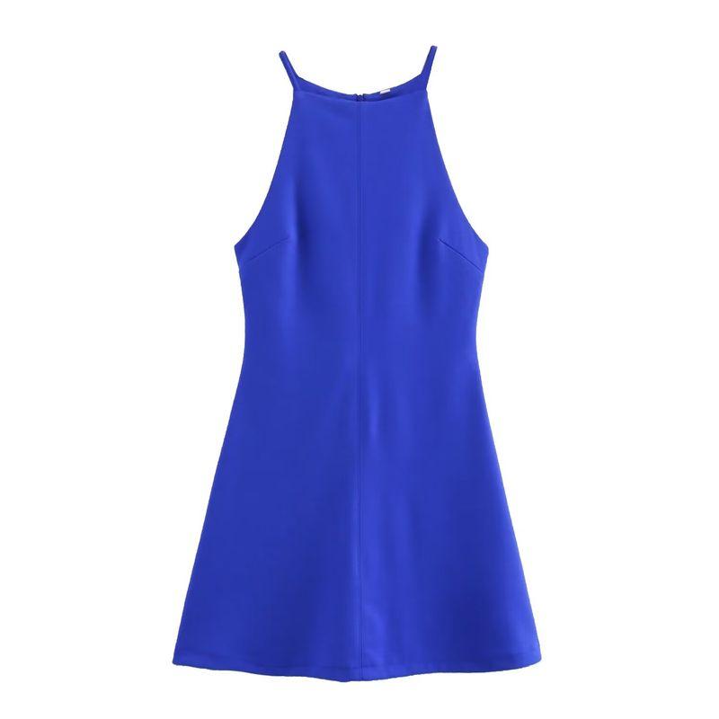 

Kaslead New Arrival Women s Clothing Fashion Style Fashion Minimalist Double-Sided Cloth Hanging Collar Dress 3253362 Blue L