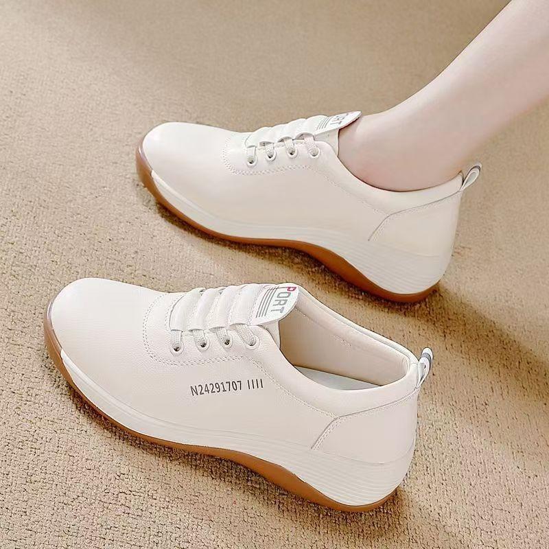 

Осень новые повседневные удобные мягкие подошвы старые 2 женские белые на плоской подошве рабочие кожаные туфли 40