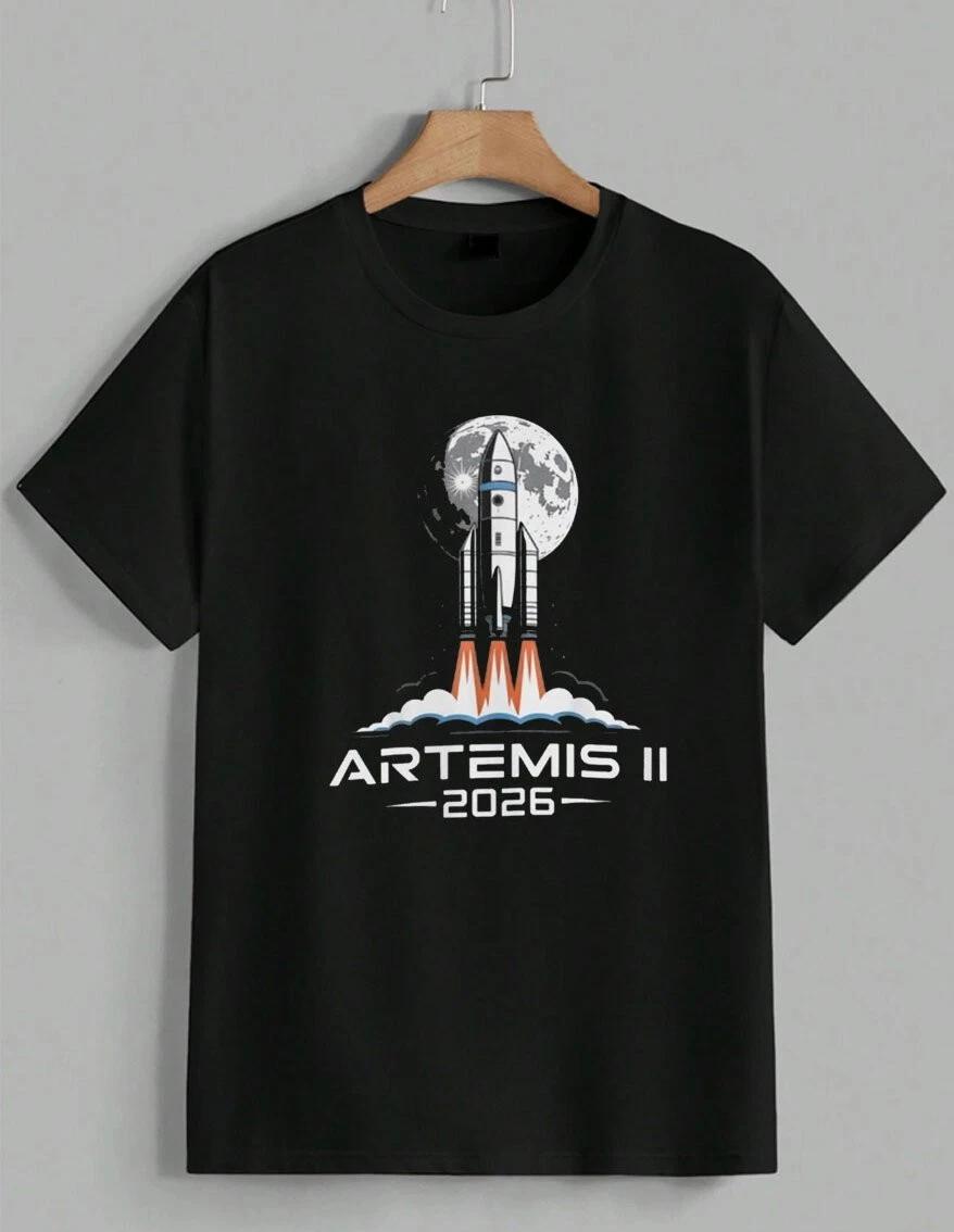 Artemis II 2026 Back to the Moon NASA Mission Cool Space Rocket T-Shirt Unisex XXXL