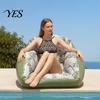 Inflatable Water Chair Pool Lounge with Cup Holder, Tropical Leaf Print Blow-up Float Holder Sofa for Adults, Swimming Party Beach Lake Essentials