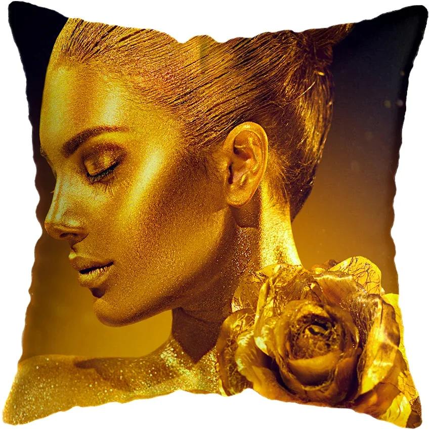 Home Decor Fashion Afro Black Women Girls Sofa Pillowcases Bedroom Living Room Cushion Covers