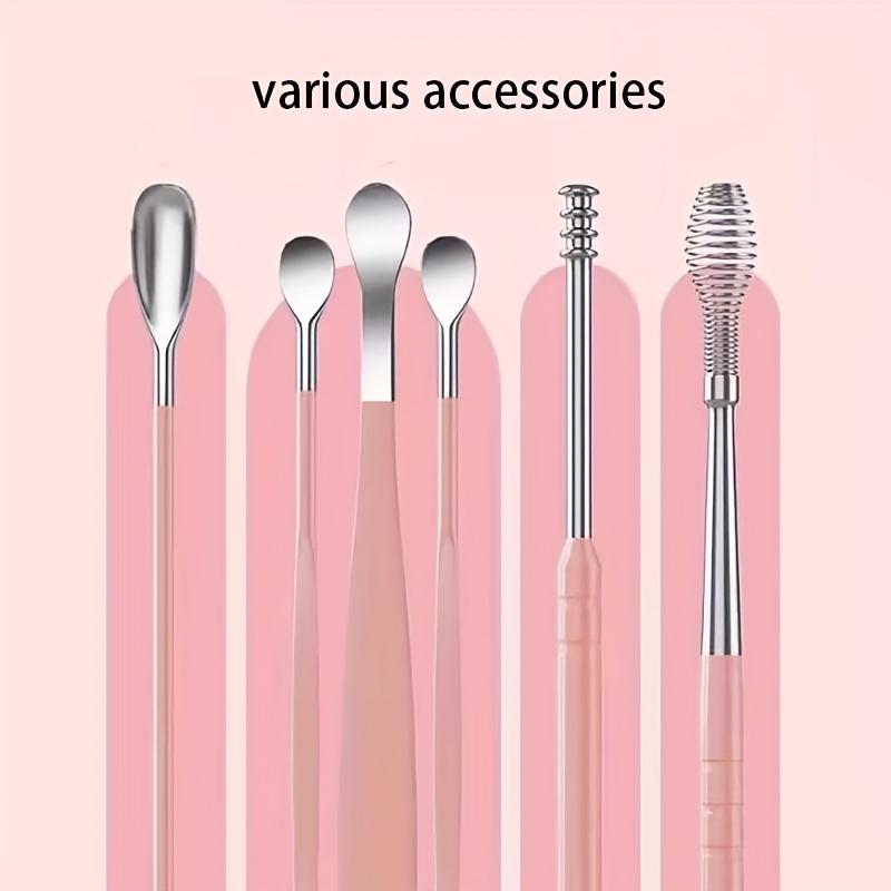 6pcs Set, Ear Cleaning Care, Remove Earwax, Stainless Steel Ear Spoon, Spiral Shape, Ear Pick, with Storage Bag, Travel Long Distance, Carry on Hand