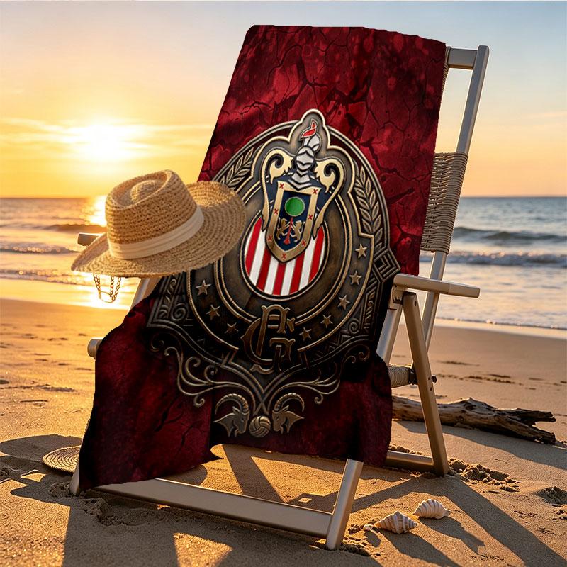 Club Deportivo Guadalajara Print Beach Towel Design, Soft, Lightweight. for Home Bathroom, Spa, Pool, Yoga, Surfing, Camping, Gift for Family, Friend