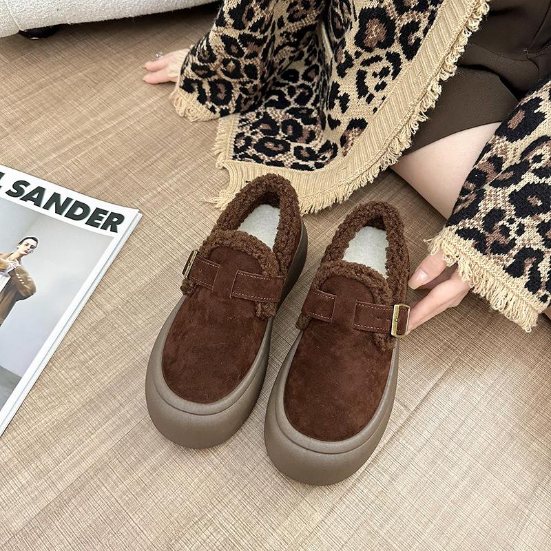 Muffin Platform Shoes Women's Winter Wear Round Head Warm and Velvet Fashion Casual Cotton Shoes