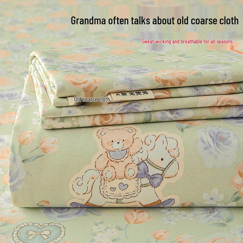 100% Cotton Coarse Cloth Bed Sheet & Summer Duvet Cover with Pillowcase - Xinjiang Pure Cotton, Thick and Single Piece, Three-Piece Set