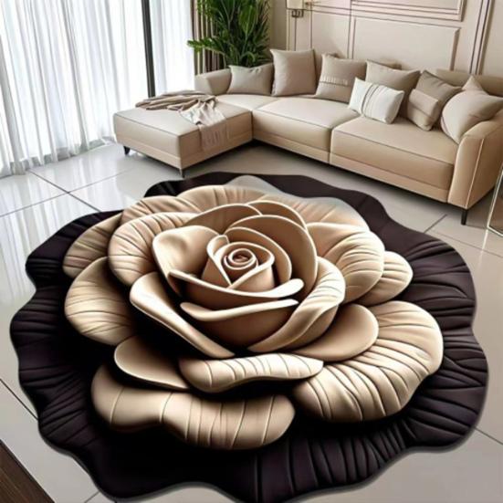 Diatomaceous Earth Bath Mat Non-Slip Absorbent Floor Mat Easy To Clean Quick-Drying Irregular Floral Design Entrance Rug