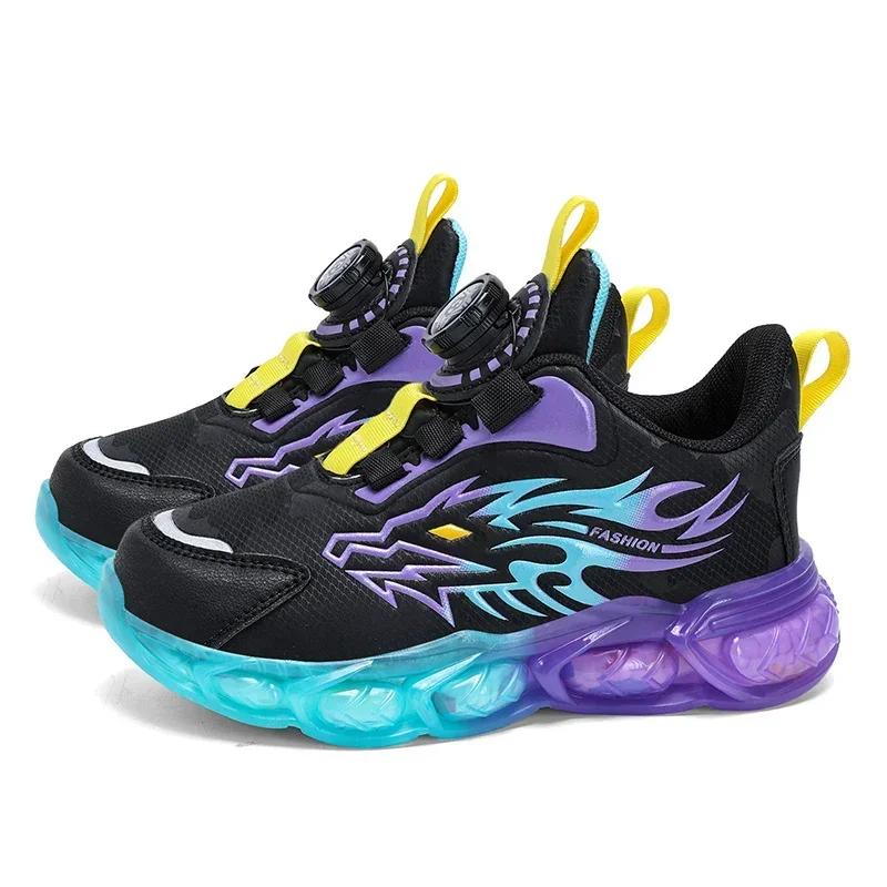 Fashion New Anti-skid Leather Kids Sneakers for Boys Running  Walking Lightweight Casual Shoes With Fashion Dragon Pattern Size 29-39
