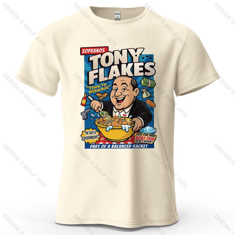 Футболка мужская с принтом Sopranos TONY FLAKES 100% хлопок оверсайз юмористические яркие графические футболки для женщин топы футболки уличная одежда