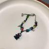 Adjustable Collarbone Chain Colorful Specter Pendant Necklace Stylish Beaded Bracelet Perfect for Fashion Enthusiasts