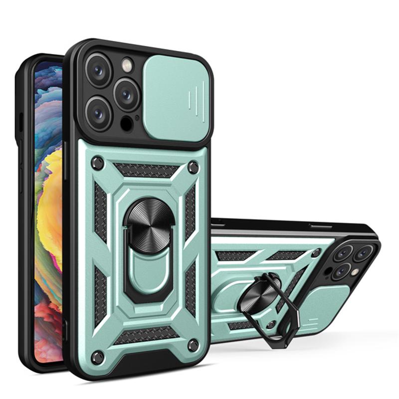 Shockproof Armor Case for iPhone 14 Pro Max Plus Windows Slide Camera Lens Protection Ring Stand Phone Cover for iPhone 14pro 14promax 14plus Cases