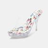 Source Fashion Color Crystal Heel Outside Cool Slippers Transparent Heel Dress Sandals Large Size Women