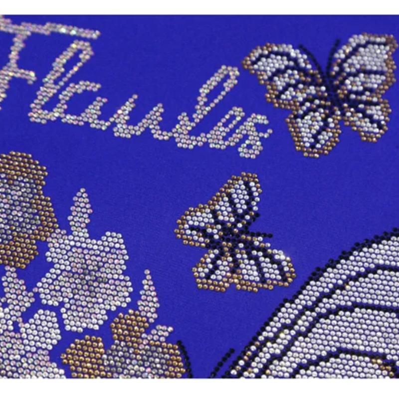 Fashion Women’s Mesh Bling Butterfly T-Shirt Clothes Sexy Off Shoulder Luxury Hot Diamonds Tops Summer Short Sleeve Female Tees Blouse