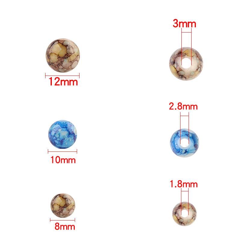 50-100pcs 8/10/12mm Crackle Acrylic Beads Colorful Round Loose Spacer Beads For DIY Jewelry Making Bracelet Necklace Accessories