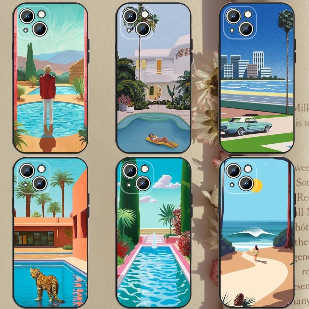 D-David-Hockney Art Phone Case Phone Case For Apple iPhone 15,14,13,12,11,XS,XR,X,8,7,Pro,Max,Plus,mini Silicone Black Cover