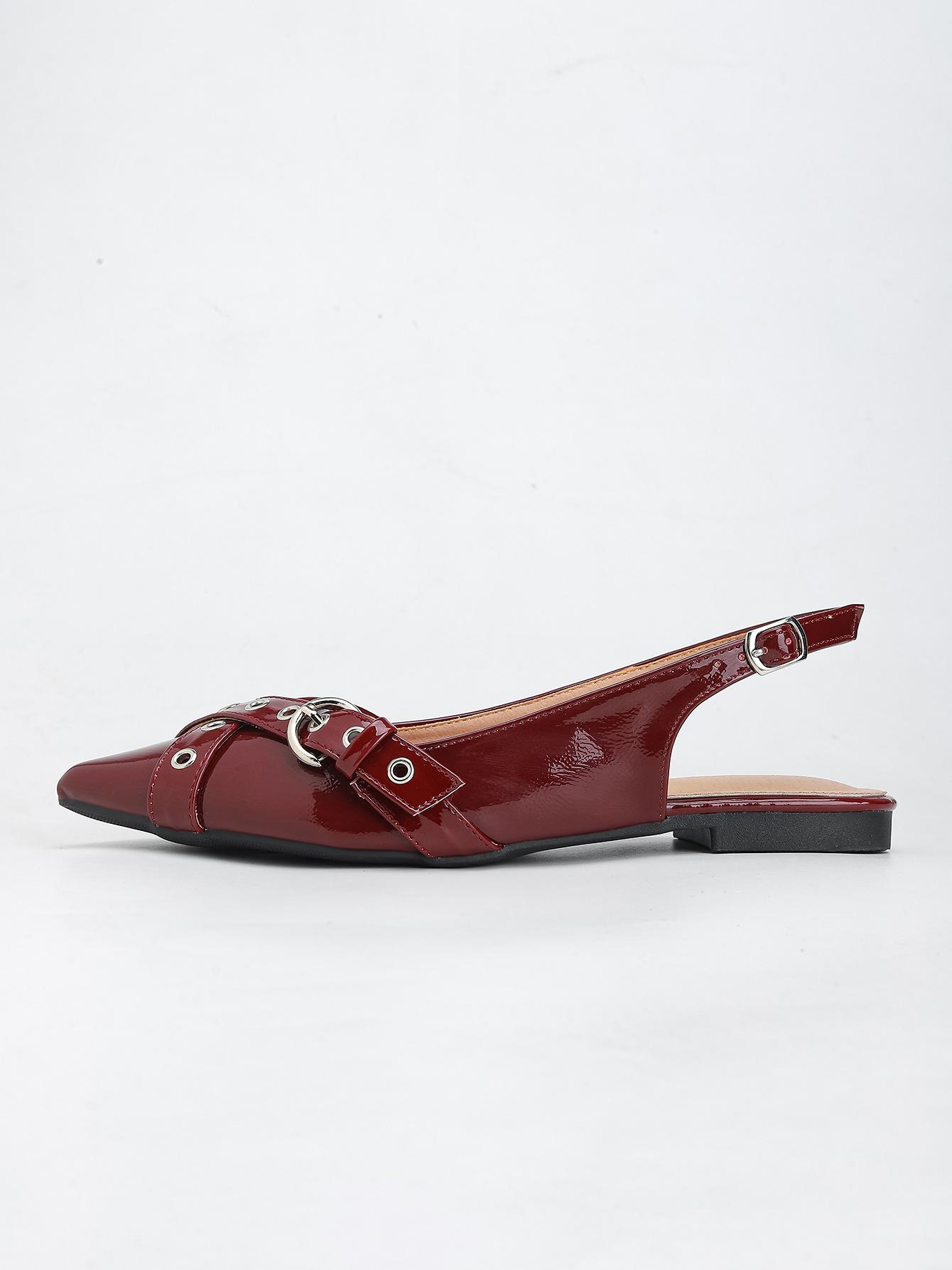 

Women s shoes pointed flat bottom hollow two characters with cross belt metal buckle empty spring and summer 43 красный