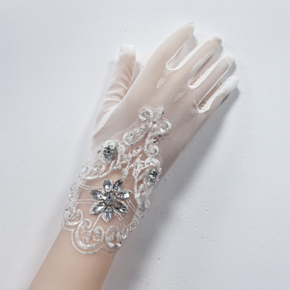 1Pairs Breathable Wedding Bridal Gloves Mesh Tulle Gloves New Bridal Gown Mittens  Party Dress