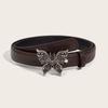 Stylish Retro Butterfly Women's Belt Crafted From Smooth Pu Material In Black And Coffee
