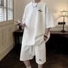 Men's Plus Size Ice Silk Waffle Two-Piece Set: Loose Short Sleeve Top & Shorts