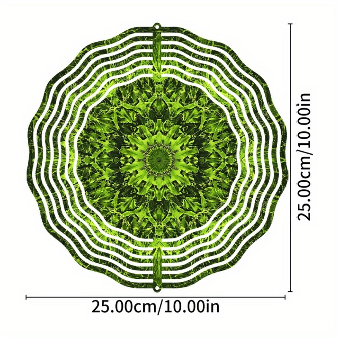 

Зеленый металлический спиннер-мандала для декора сада, патио, балкона, 25,4 см, подвесная ветряная мельница с вращением на 360°, всесезонное уличное искусство 01A