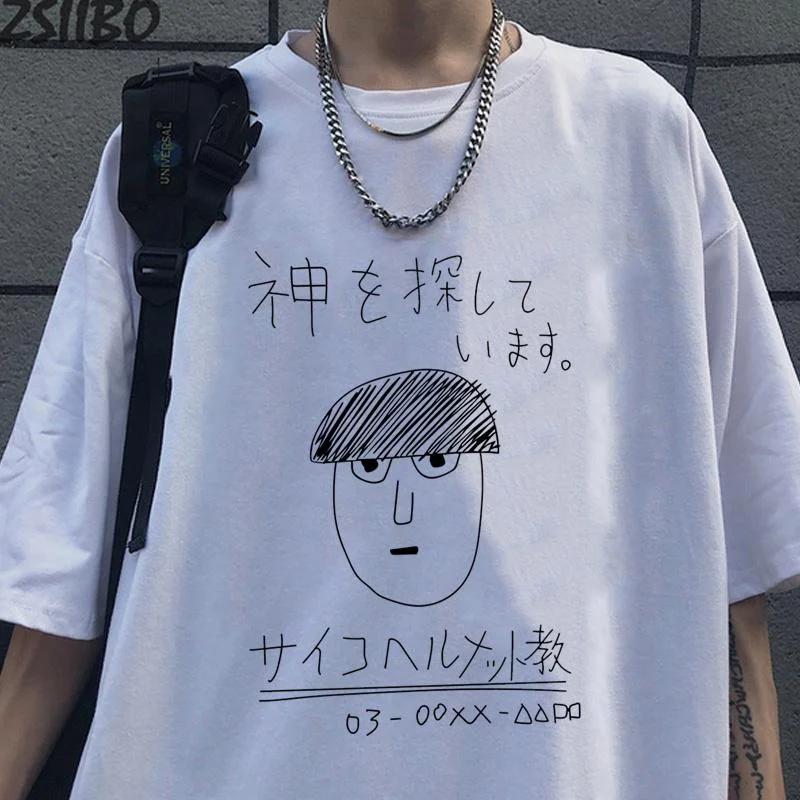 

Nueva camiseta Mob Psycho 100 divertida con estampado de Anime para mujer camiseta divertida de Hip Hop de manga corta con XS белый