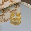 Medieval Vintage Premium Flash Diamond Retro Brushed Wide Version Open Ring Niche Light Luxury Stacked Ring Woman