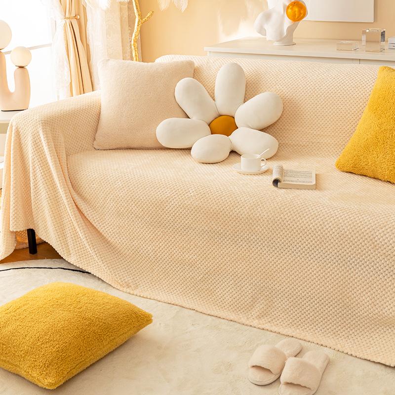 Ins Style Full Cover Sofa Towel Thickened Plush Sofa Cover Anti-cat Scratch Sofa Cover Cushion Winter Sofa Blanket
