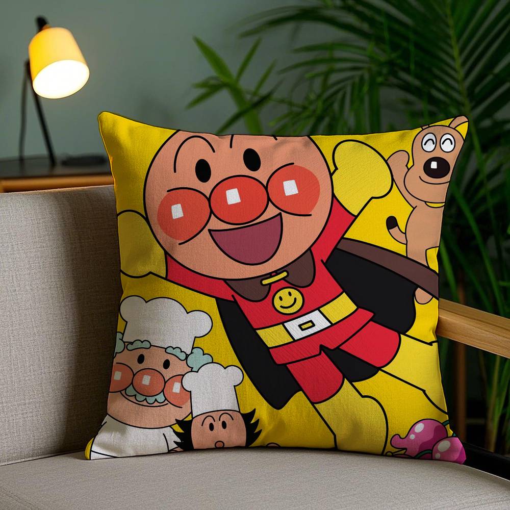 

Classic Anime Anpanman-Cartoon Pillow Case Anti-dustmite Pillowcase Invisible zipper silky short plush Sofa cushion cover 12x12Inch