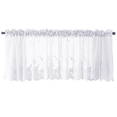 Rideau Brodé Maison Cuisine Café Cantonnière Dentelle Fenêtre Voile Transparent Panneau Court