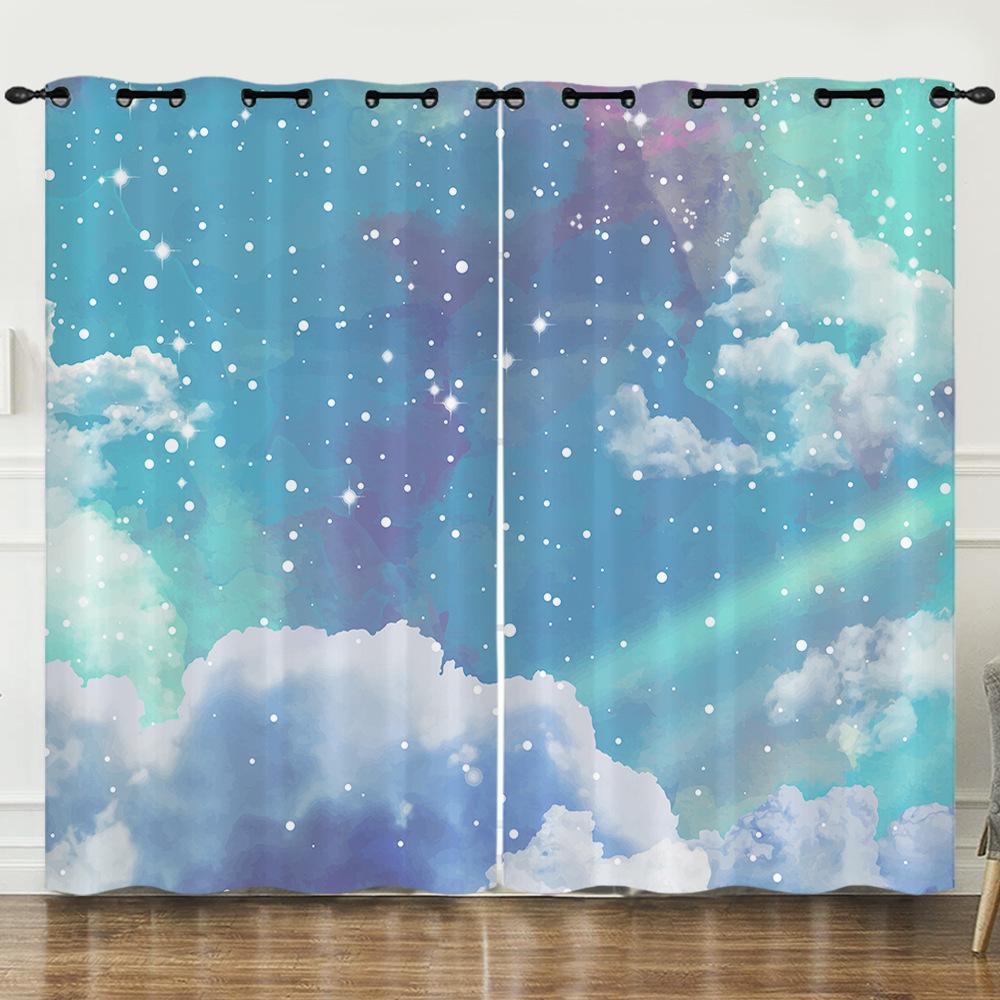 Curtain Color Highlight 3D Digital Printing Blackout Curtain Punching