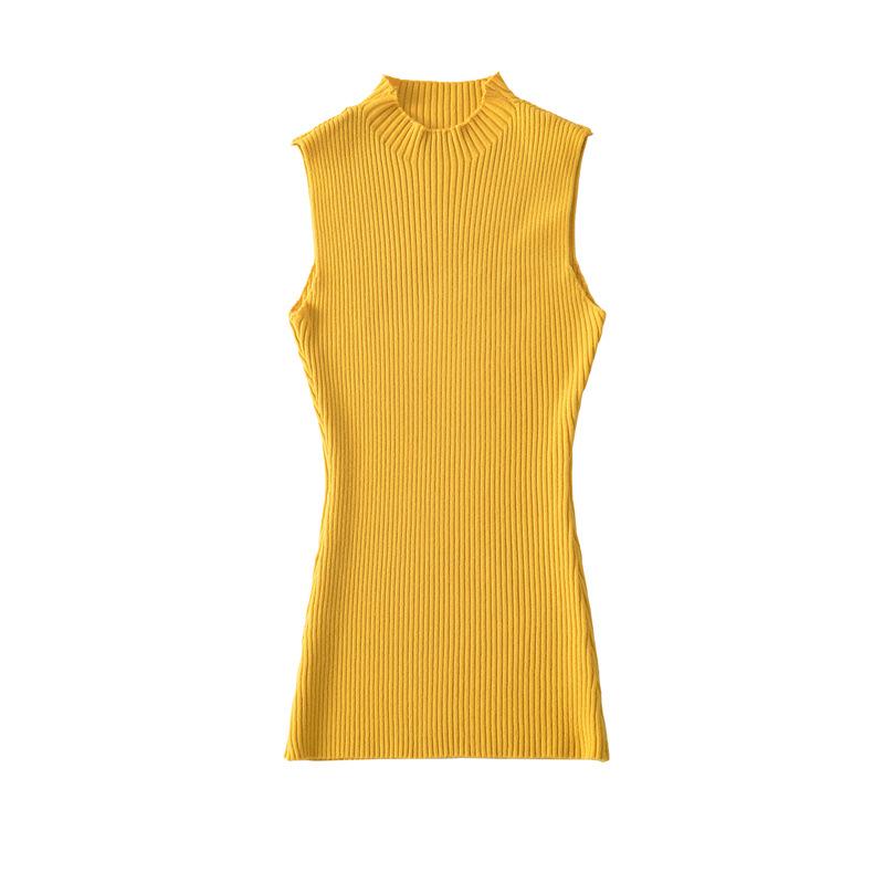 Elegant Korean Sleeveless High Neck Knit Vest for Women - 2026 Summer Slim-fit Top