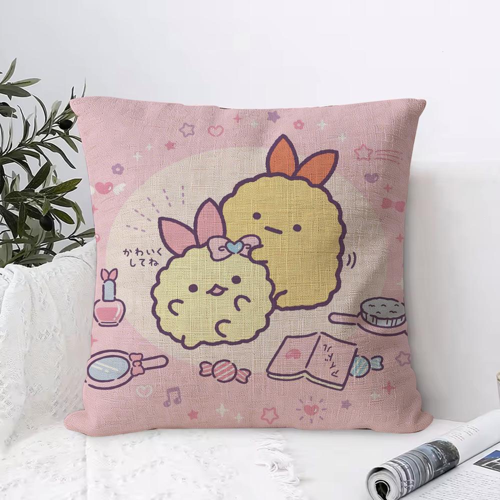 SSumikkogurashi Cushion Cover Eco Linen Pillow Case DoubleSided Print Breathable Durable Zipper Home Decor Gift