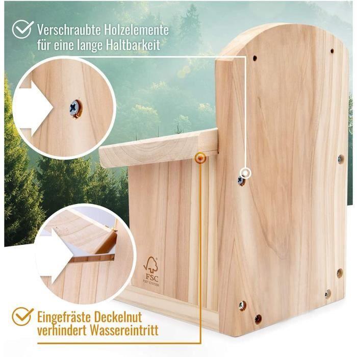 Mangeoire pour écureuils - Gorges - Bois massif - Résistante aux intempéries - Durable - Plexiglas