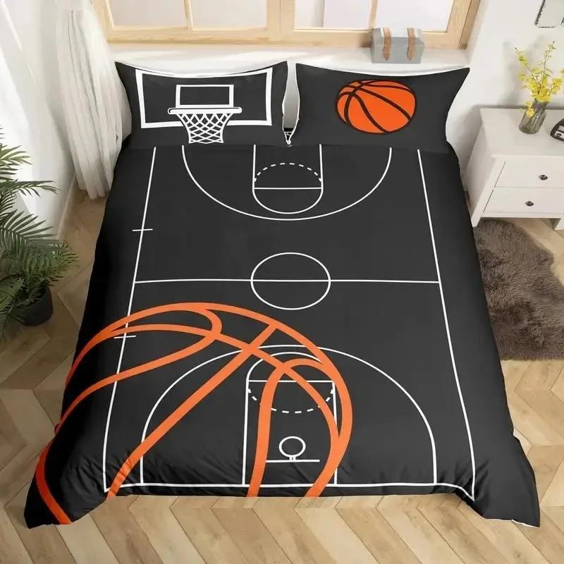 Basketball Duvet Cover Set QueenSports Gaming Comforter Cover for Boys GirlsBlack Graffiti Bedding Set Sports Bedspread Cover