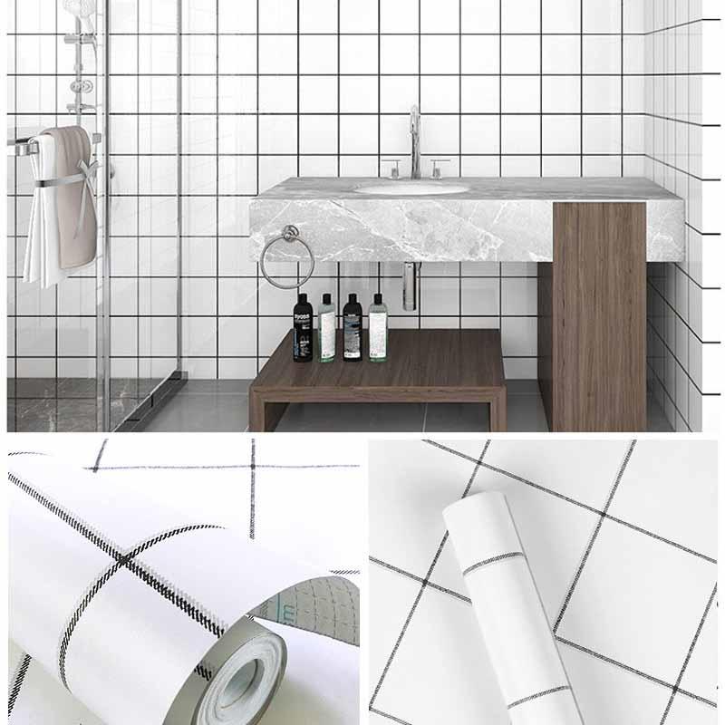 Self-adhesive Cartoon Stars Checkered Bedroom Wallpaper Wall Sticker PVC Desktop Wardrobe Furniture Decor Sticker