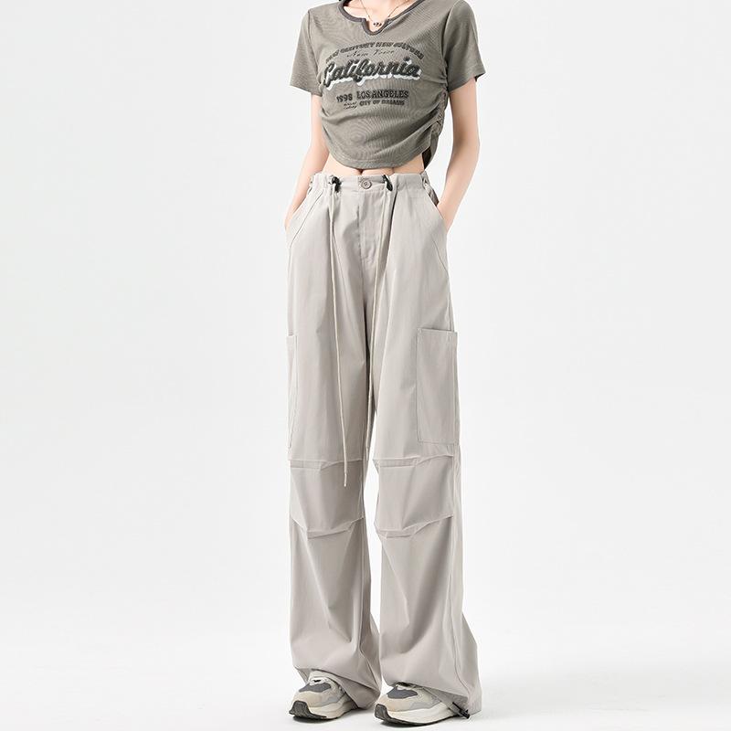 Overalls Women's Autumn High Waist Skinny Loose Straight Paratrooper Pants Lazy Quick Drying Casual Wide Leg Sweatpants