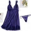 Babydoll Lingerie Nightgown Smooth and Soft Fabric Cute Long Ribbon Lots of Volume Ruffles [Synlala] See-Through