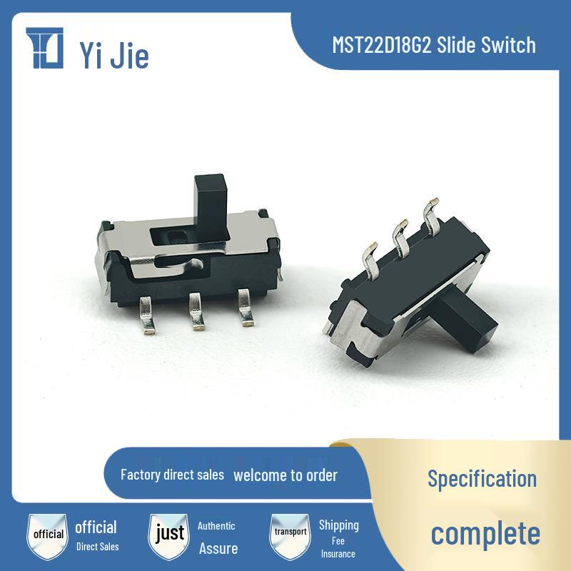 Rocker Double-row Vertical Switch, MST-22D18G2, SMD, Six-pin, Two-position, Temperature-resistant