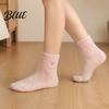Cute Golden Love Soft Plush Women's Fuzzy 1 Pair Embroidery Socks Slipper Socks Warm Cozy