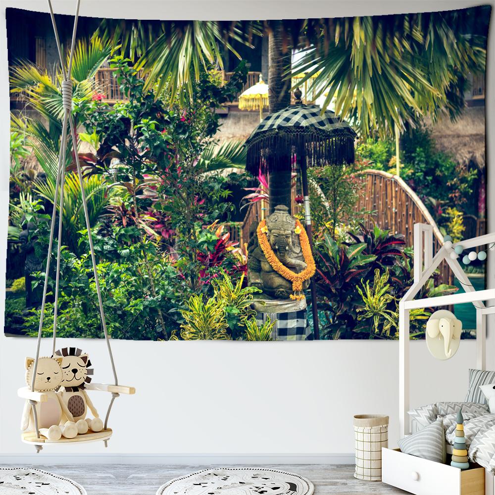 

Гобелен с изображением тропического животного мира, настенный гобелен Kawaii, современный домашний декор в стиле бохо, хиппи, эстетический декор комнаты 95x70cm