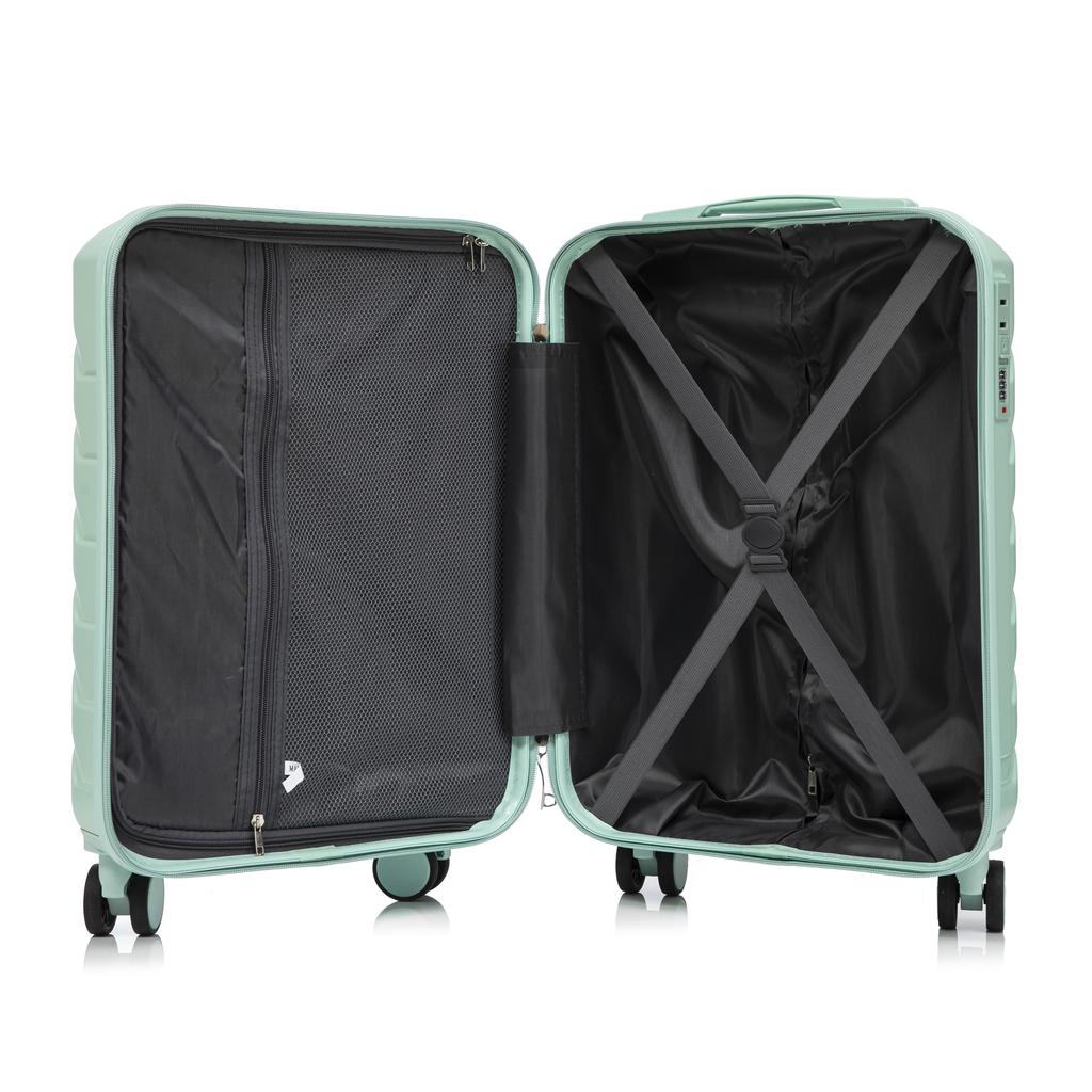 14"/19" 2-piece ABS spinner luggage set with combination lock & 14" cosmetic bag (mint green)