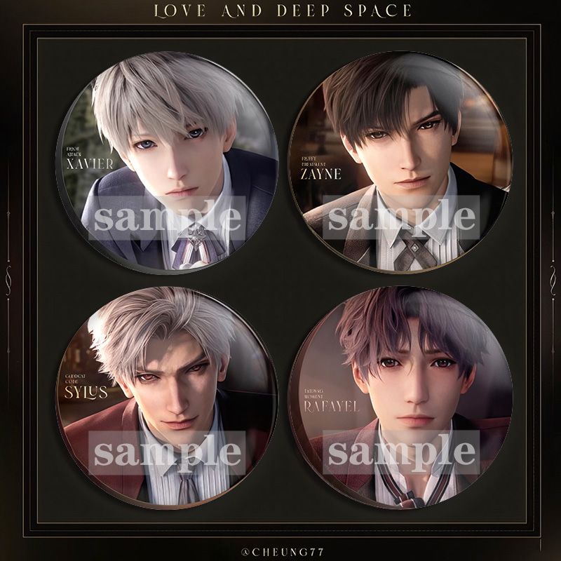 2025 58/75MM Love and Deepspace Sylus Caleb Rafayel Zayne Xavier Anime Badge Set Emblem Brooch Cospaly Cartoon Bag Decoration