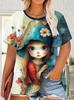 3D Gedrucktes T-Shirt Für Damen Oversized T-Shirts Tops Sommer Neue Harajuku T-Shirts Y2k Tops Lockere Kurzarm Pullover Kleidung