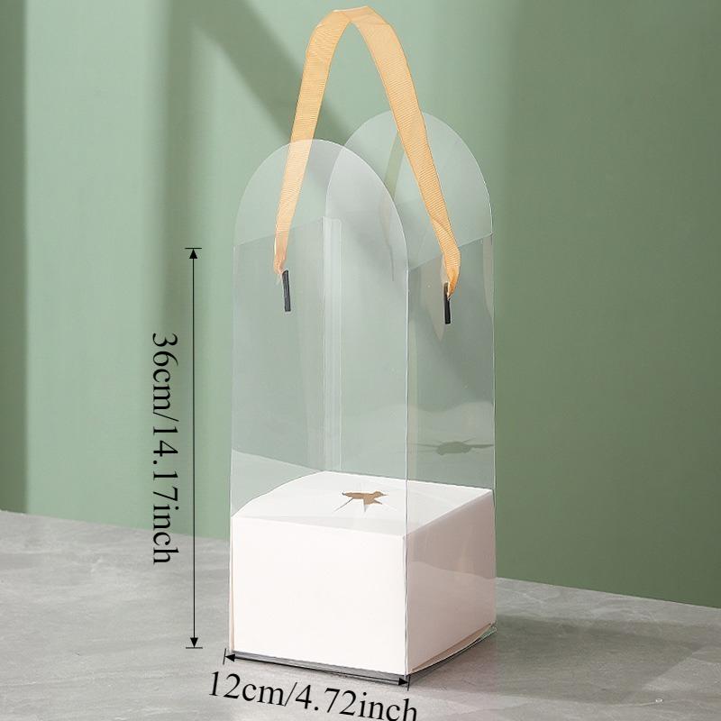 5er-Set Tragbare Klare Plastik-Blumenkästen Transparente Handheld-Rosen-Geschenkbox für Blumenstraußverpackung Kleine Florale DIY-Hülle Taschen