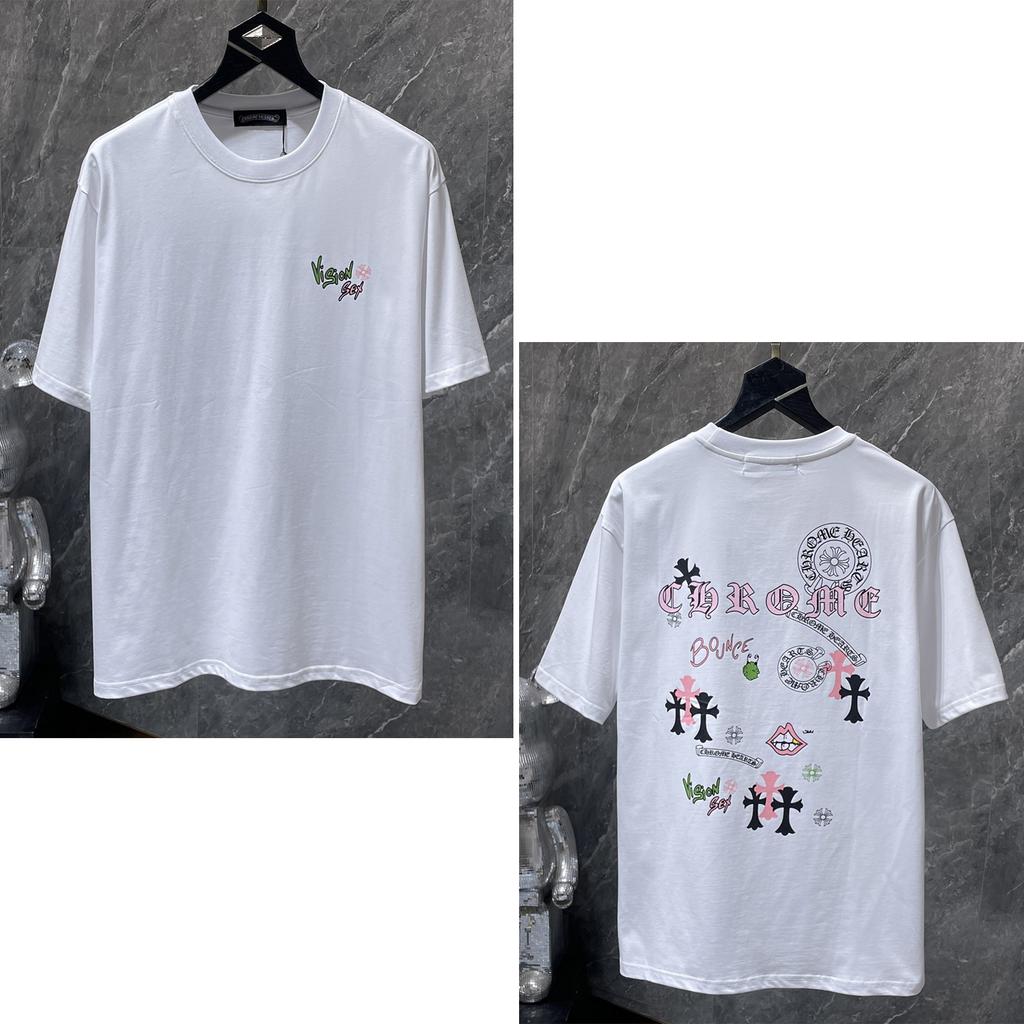 8958 CHROME HEARTS 2025 Summer New High Quality Cotton Round Neck Loose Large Size Men's and Women's T-shirt Couple T-shirt