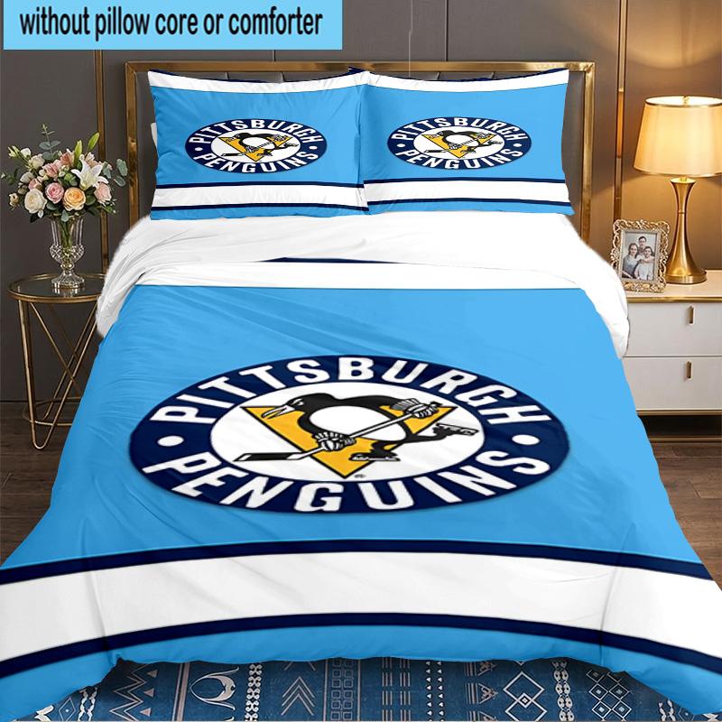 Penguins Hockey Jersey 3PCS Bedding set,Ideal for 1pc Duvet Cover And 2pcs Pillowcases Perfect for Fan gift,Ideal for Bedroom, Dormitory