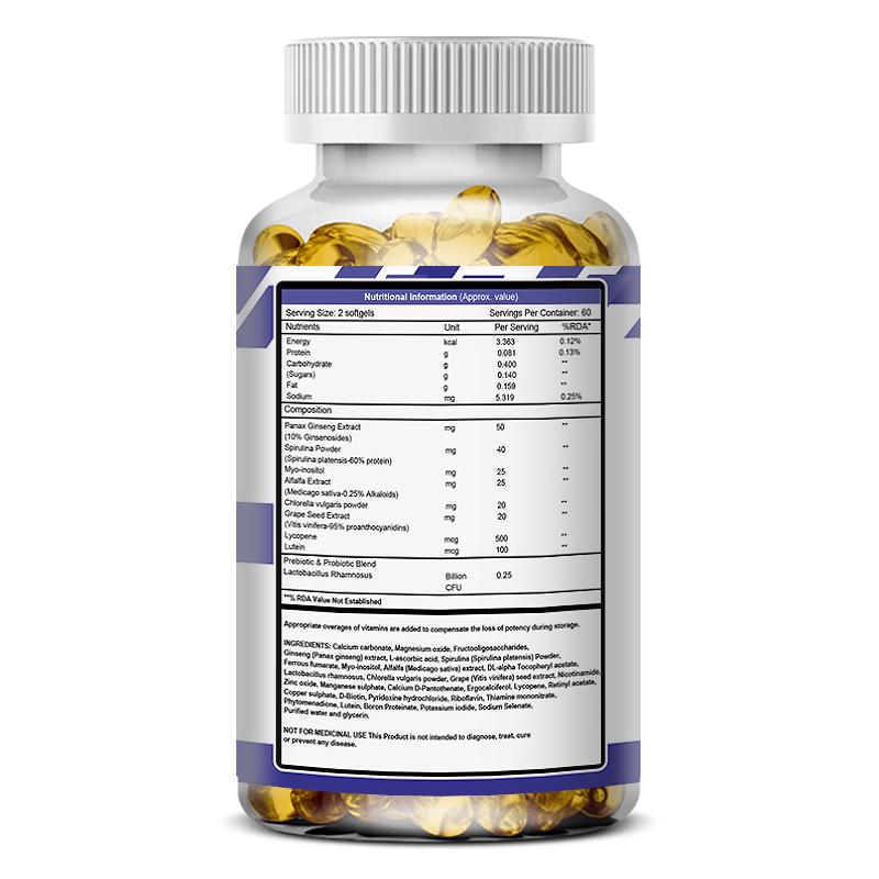 Tägliches Vital-Probiotika-Präparat, Mit Präbiotika, Lutein, 120 Weichkapseln Pro Flasche