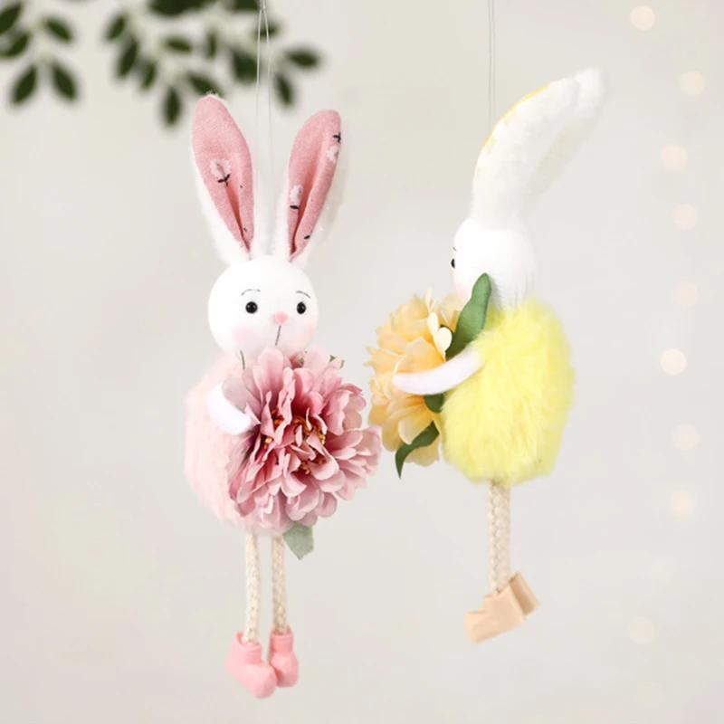 Easter Long Legs Flower Fairy Decoration Cute Rabbit Hanging Pendant Spring Easter Party Decor Birthday Baby Shower Kids Gift