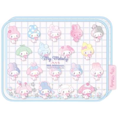 Marimo Craft Sanrio My Melody 50th Anniversary Girly Pop Heart Shaka Shaka Pouch, Blue, Approx. W170 X H130 X D50mm, MMM-553