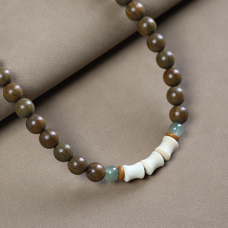 Chinese Green Sandalwood & Jade Multi-Circle Women's Light Purple Bead Bracelet