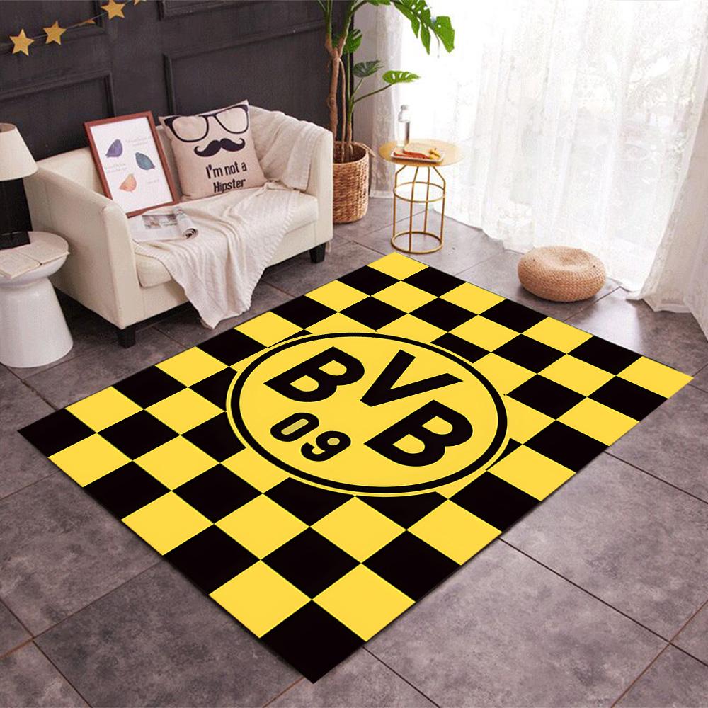 Χαλάκια Αντιολισθητικά με Θέμα Splatter Art - Λογότυπο Bvb 09 - Διακόσμηση Σπιτιού από Πολυεστέρα, Κατάλληλα για Υπνοδωμάτια, Σαλόνια, Εισόδους, Στούντιο και Διακοσμήσεις